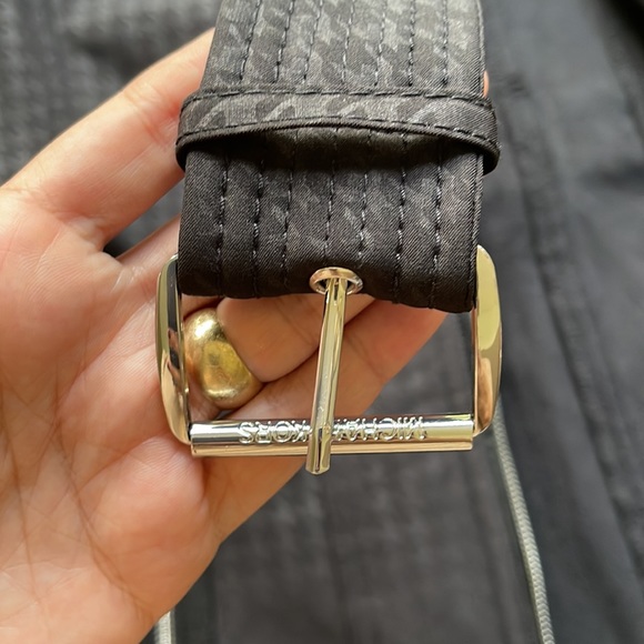 MICHAEL Kors Black Belted Soft Shell Houndstooth Zip Trench Jacket Coat - Picture 10 of 12